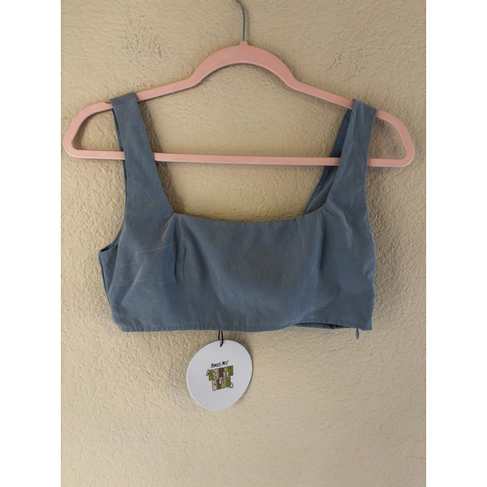 Women's Princess Polly Huxley Dusty Blue Crop Top US 2